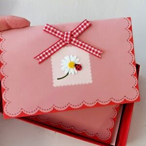 Papyrus Stationery Cards Envelops Daisy Ladybug Set 8 Pack Pink Floral Cute Note